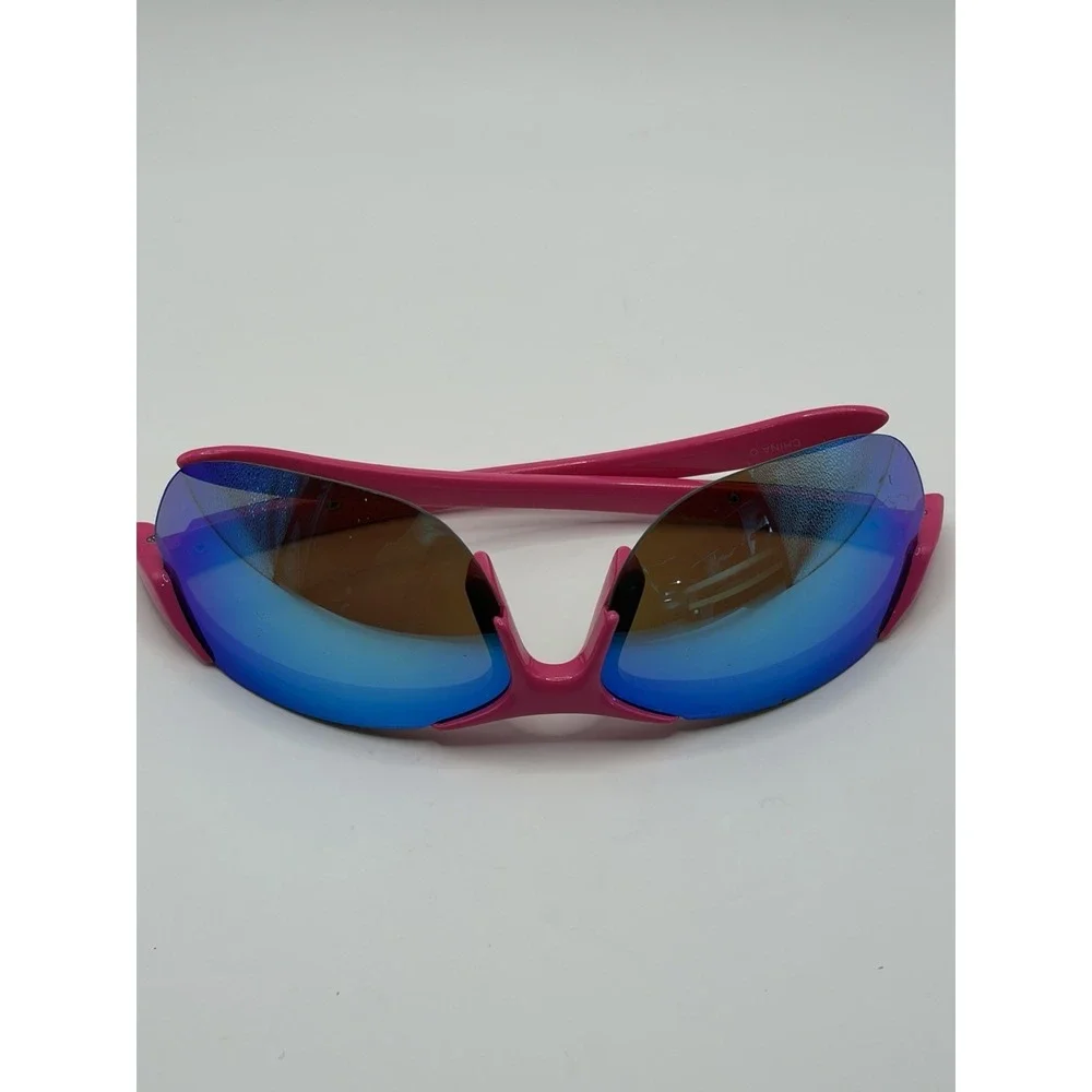 FOSTER GRANT SHAPE AFH 19 SUNGLASSES PINK & BLUE SEMI RIMLESS WRAP STYLE